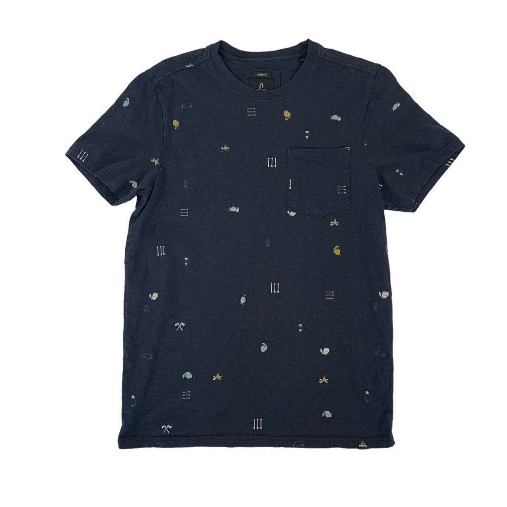 Prana Men Medium Slim Fit‎ Navy T Shirt Short Sleeve Casual Outdoors
